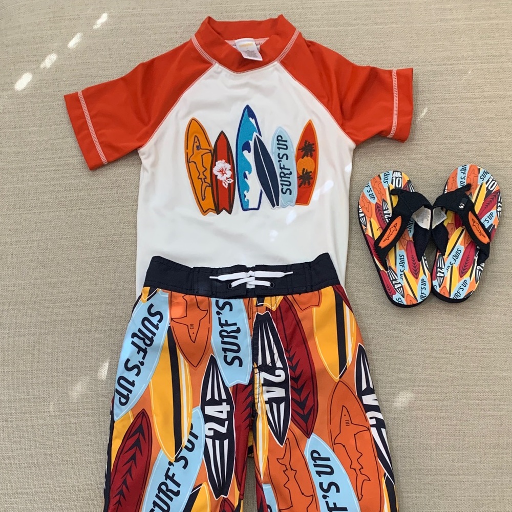 Gymboree Orange and White Surf Rashguard Set